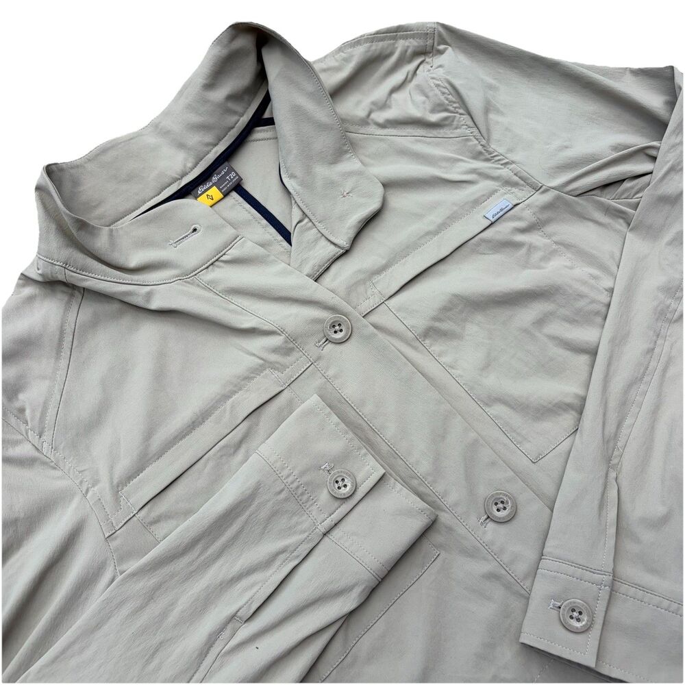 Eddie Bauer Womens Large Tall Button Long Sleeve Outdoors Travel Hiking Pockets